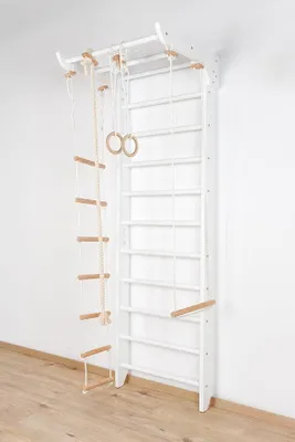 Produktbild von Silecomplaza Sport & Spiel Sprossenwand Kinder-2-220-Weiss Klettergerüst, Holz, Indoor Kletterwand & Turnwand, Schwedische aus massivem Buchenholz, Kinder, Gym