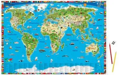 Obrázok produktu pre Zážitková karta „Ilustrovaná mapa sveta“ Podložka pod písacie potreby
