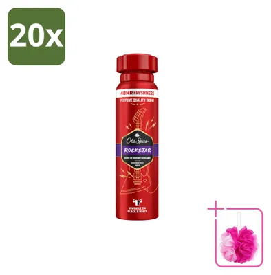 Obrázok produktu pre 20 kusov deodorantu Old Spice Rockstar vo spreji, objem 150 ml – balenie po 20 kusov