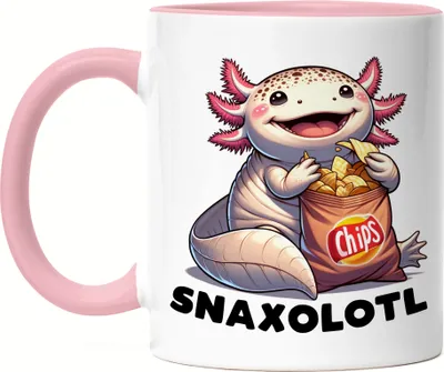 Produktbild von Snaxolotl Lustiges Tierwesen Tasse Rosa - Geschenk für Snackfans