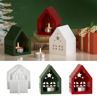 Produktbild von Silikonformen, Gussformen, 3D-Häuser, Weihnachtskerzenhalter, Gipsformen zum Gießen, DIY-Bastelprojekte