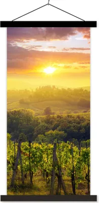 Produktbild von MuchoWow® Textilposter Toskana - Italien - Weinreben 90x180 cm mit schwarzem Rahmen - Dekoration Wohnzimmer