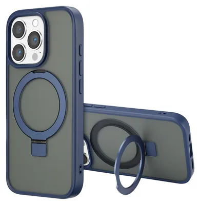 Produktbild von Accezz Ring Stand Backcover mit MagSafe iPhone 16 Pro - Blau