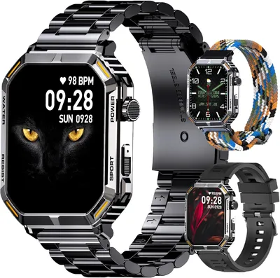 Produktbild von Smartwatch Herren mit Telefonfunktion, 1.95'' HD Display, Fitnessuhr Herren, 100+ Sportmodi, HF, SPO₂, Mit Herzfrequenzfunktion