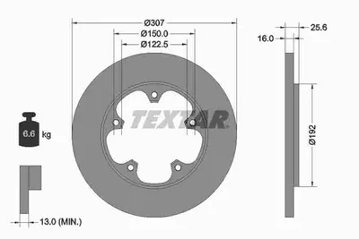 Obrázek produktu pro 2x TEXTAR 92274103 Brzdový kotouč zadní nápravy