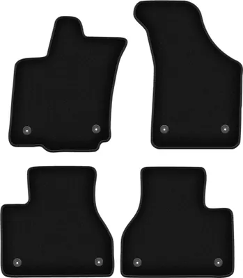 Image de Tapis de sol velours sur-mesure pour VW Phaeton (2002-2016, salon équipé d'un extincteur) noir, jeu 4 pièces, fixations