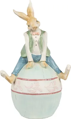Produktbild von Clayre & Eef Figur Kaninchen 31 cm Braun Blau Polyresin