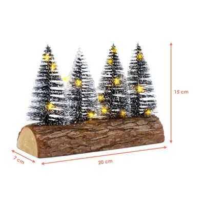 Immagine prodotto di Abeti a LED con base a tronco d'albero - circa 20 x 6,5 x 13,5 cm