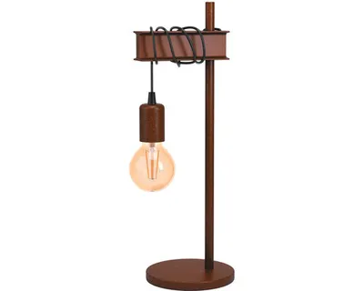 Obrázok produktu pre EGLO stolová lampa Townshend 4, vintage stolová lampa, industriálna, kovová nočná lampa, lampa do obývačky, starožitná hnedá farba, s vypínačom, E27