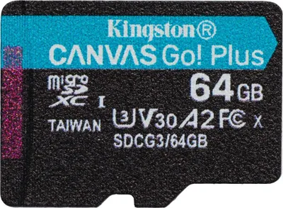 Image de Kingston Canvas Go ! Plus - Carte mémoire flash - 64 Go - A2 / Video Class V30 / UHS-I U3 / Class10 - microSDXC UHS-I