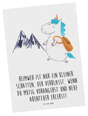 Produktbild von Mr. & Mrs. Panda Postkarte Heimweh überwinden Abenteuer erleben - Weiß - Geschenk, Vertrauem, Trost, Fotokarte, Grußkarte, Mutmacher, Fernweh, liebevoll, Ansichtskarte