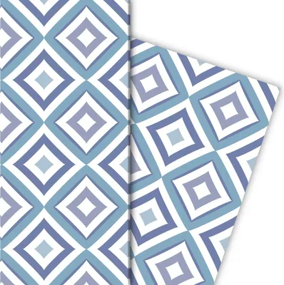 Produktbild von Edles grafisches Geschenkpapier mit Diamant Muster, blau, großes Muster - G7260, 32 x 48cm