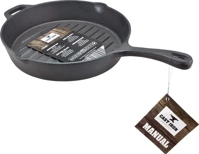 Image de Plat en fonte Poêle à frire Poêle à griller Gril différentes tailles, Taille:Poêle à griller Ø 26 cm