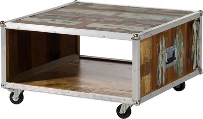 Produktbild von MASSIVMOEBEL24 Couchtisch Altholz 80x80x42 mehrfarbig lackiert INDUSTRIAL #101