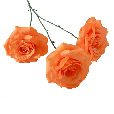 Produktbild von Künstliche Rosenblüten mit 3 Köpfen, realistischer Rosenzweig mit Stiel für Vase, Tischdekoration, Heimdekoration, Hochzeit, Partydekoration