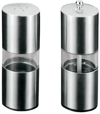 Salz- und Gewürzmühlen-Set, Keramikmahlwerk, Edelstahl, silber, 1 Stück