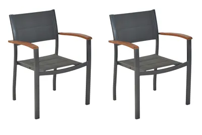 Two outdoor chairs shown from the front.