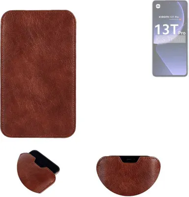 Produktbild von K-S-Trade Schutzhülle Handyhülle kompatibel mit Xiaomi 13T Pro Handytasche Kunstleder Sleeve in braun