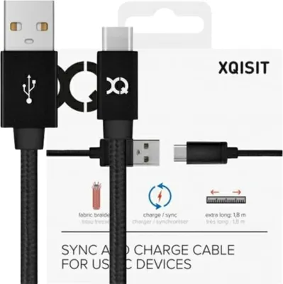 Produktbild von Xqisit 27749 - 1,8 m - USB C - USB A - 3.2 Gen 1 (3.1 Gen 1) - Schwarz