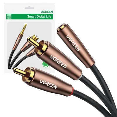 Zdjęcie produktu dla Ugreen Kabel Przewód Audio 3,5 Mm Mini Jack (Żeński) - 2Rca (M?Ski) 3M Brązowy (Av198 60987)