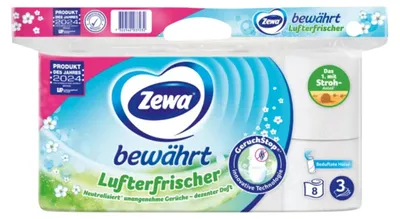 Immagine prodotto di Zewa 380001 Zewa Toilettenpapier bewährt Lufterfrischer 3-lagig, 8 Rollen