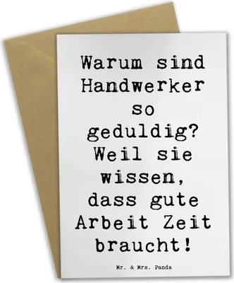 Produktbild von Mr. & Mrs. Panda babykarte Spruch Handwerker Geduld - Weiß - Geschenk, handwerkliche Berufung, Elektriker, handgefertigte Geschenke, glückwunschkarten, Berufsalltag