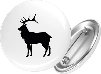 Produktbild von Huuraa Button Hirsch Silhouette 59mm rund mit Sicherheitsnadel Ansteckbutton Geschenkidee