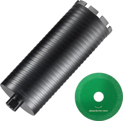 Produktbild von VEVOR Diamantbohrkrone Kernbohrer, 108 mm Nass-/Trocken-Diamant-Kernbohrer für Ziegel und Blöcke, Betonkernbohrer mit Führungsbohrer und Sägeblatt, 241,3 mm Bohrtiefe, 5/8 Zoll-11 Innengewinde
