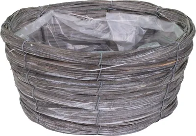 Produktbild von Pflanzschale aus Weide rund waschgrau 25x25x11cm foliert