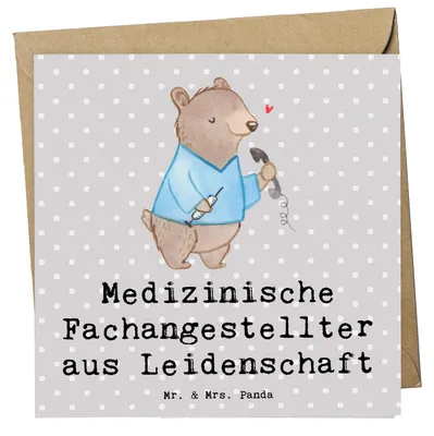 Produktbild von Mr. & Mrs. Panda Grußkarte Medizinische Fachangestellter Leidenschaft - Grau Pastell - Geschenk, Klappkarte, doppelkarte, Krankenhaus, Beruf, anlasskarte, MFA, Spruch