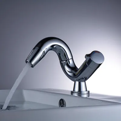 Design-Waschtischarmatur, Messing, Chrom, 1-Loch, Wandmontage