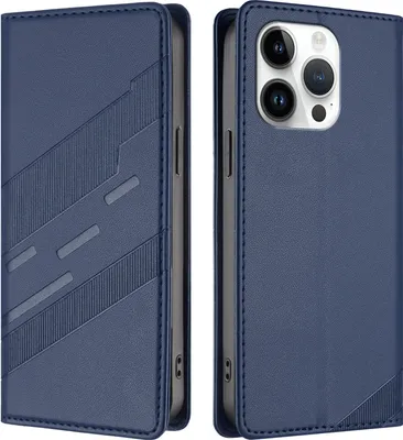 Produktbild von Hülle für iPhone 13 Pro, Kunstleder Brieftaschen Handyhülle mit Kartenfach und Standfunktion Blau