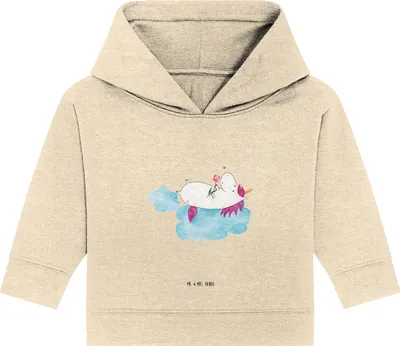 Produktbild von Mr. & Mrs. Panda Organic Baby Hoodie Einhorn Verliebt 12. - 18. Monat - Natural Raw - Geschenk, Kapuzenshirt, Wolke, Unicorn, Kapuzensweatshirt, Einhörner, Freundin