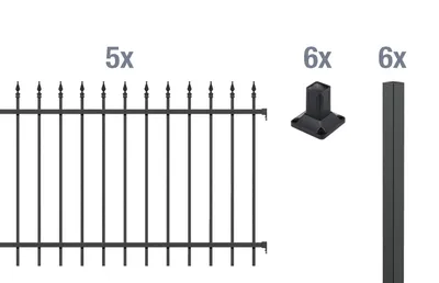 Produktbild von Alberts Zierzaun - Komplettset Chaussee, Höhe 120 cm, Länge 10 m, matt schwarz, zum Aufschrauben