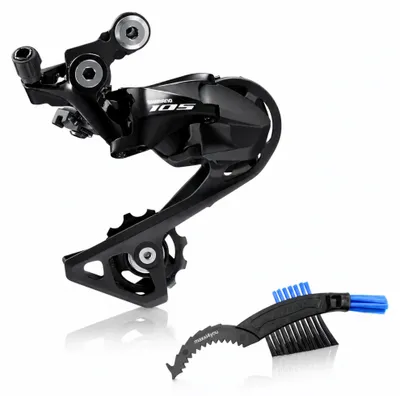 Produktbild von Shimano 105 RD-R7000-SS Schaltwerk 11-fach kurzer Käfig - Schwarz inkl. maxxi4you Fahrrad Kettenbürste