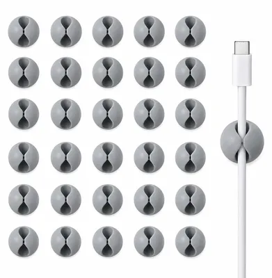 Produktbild von 50er Set Kabelklemmen Selbstklebend Grau Kabelhalter Kabelclips Kabelführung Kabel Organizer Kabelmanagement Kabelbefestigung für Schreibtisch Büro Wohnmobil TV PC