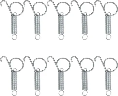 Produktbild von Federriegel-Türhaken aus Metall zur Befestigung von Kaninchen- und Hühnerklappen, 10er-Pack