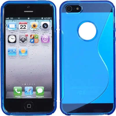 Produktbild von PhoneNatic Case kompatibel mit Apple iPhone 5 / 5s / SE - blau Silikon Hülle S-Style Logo + 2 Schutzfolien