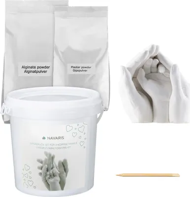 Produktbild von Navaris 3D Abformset Gips Familie Hände - XL Set Gipsabdruck Abdruck Fuß Hand - Handabdruck Fußabdruck -  pH-neutral hautverträglich