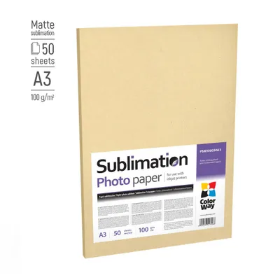 Produktbild von ColorWay Sublimationspapier, A3, 100g/m², 50 Blatt, Mattes Transferpapier für Tintenstrahldrucker