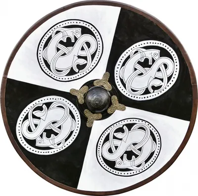 Produktbild von Wikinger Rundschild, aus Holz, mit Greiftier-Bemalung - Wikingerschild