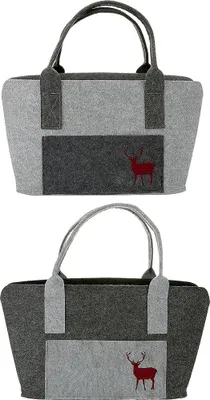 Image de GILDE Tasche, Hirschmotiv, Filz, grau, , 2 Stück wie abgebildet, L. 25 cm, B. 40 cm, H. 26 cm 45298