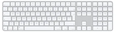 Imagen del producto de Teclado Apple Magic, tamaño completo (100%), con cable y inalámbrico, USB + Bluetooth, distribución QWERTY, color blanco