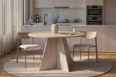 Produktbild von Skye Decor, Virella - Travertine, Esstisch, Travertin, 100 % Melaminplatte, 120 x 120 x 75 cm