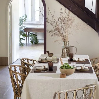 Produktbild von WOW Tischdecke 180x300 cm – gebrochenes Weiß (Ivory) – 65% Baumwolle, 35% Leinen – elegant & langlebig – rechteckig