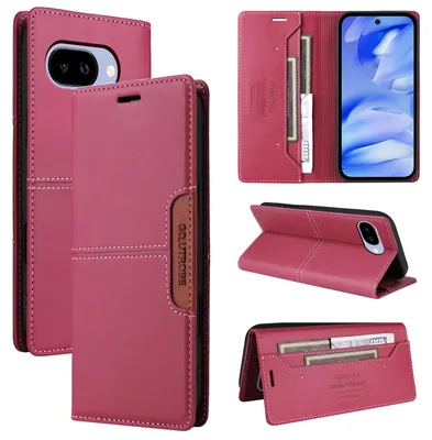Produktbild von Handyhülle für Google Pixel 9A Hülle, Leder Flip Wallet Kartenfach Stand Schutzhülle Rot