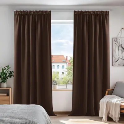 Produktbild von Blickdichte Verdunkelungsvorhänge mit Kräuselband Dunkelbraun 175x140cm 2er Set
