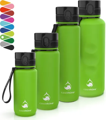 Produktbild von coolrhino Trinkflasche "rhinosport" 350ml I 650ml I 1l I 1,5 Liter für Sport, Outdoor, Schule, Fitness & Kinder - Wasserflasche auslaufsicher und Bpa frei - Flasche für Kohlensäure geeignet