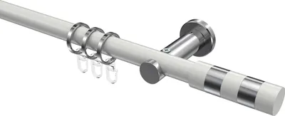 Produktbild von Interdeco Gardinenstange / Vorhangstange Weiß / Chrom, Typ Platon Mavell (Zylinder Bicolor), 20 mm Ø 1-läufig, 360 cm