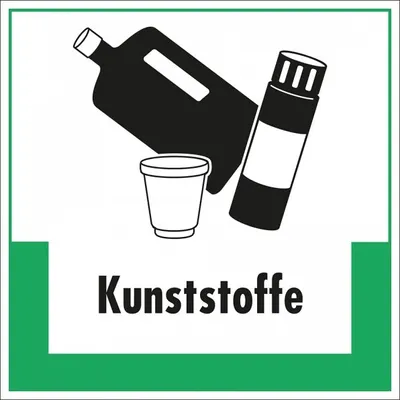 Produktbild von Dreifke® Aufkleber I Abfallkennzeichen Kunststoffe, mit Symbol und Text, Foli...